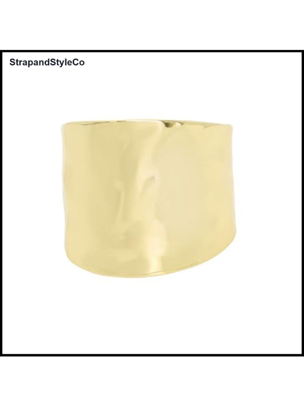 Hammered Wide Cuff Bracelet Gold-Tone Adjustable Open Silhouette